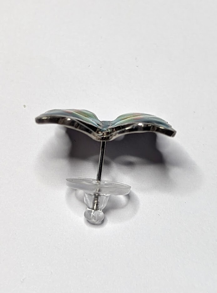 Vintage Fine 980 Silver Espinosa Butterfly Earrings Enamel Mexico Unsigned