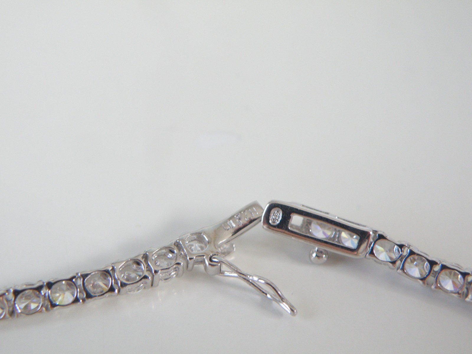 Vintage Sterling Silver 925 Cubic Zirconia Tennis Necklace Fits 18″