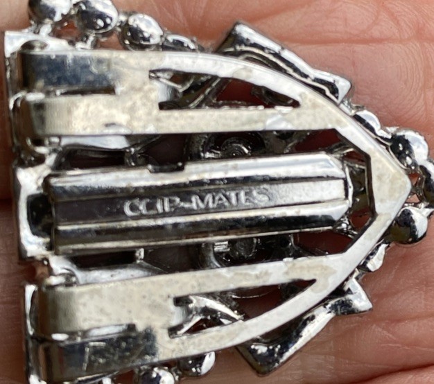 Vintage Art Deco CLIP MATES Patented Rhinestone Dress Coat Trifari