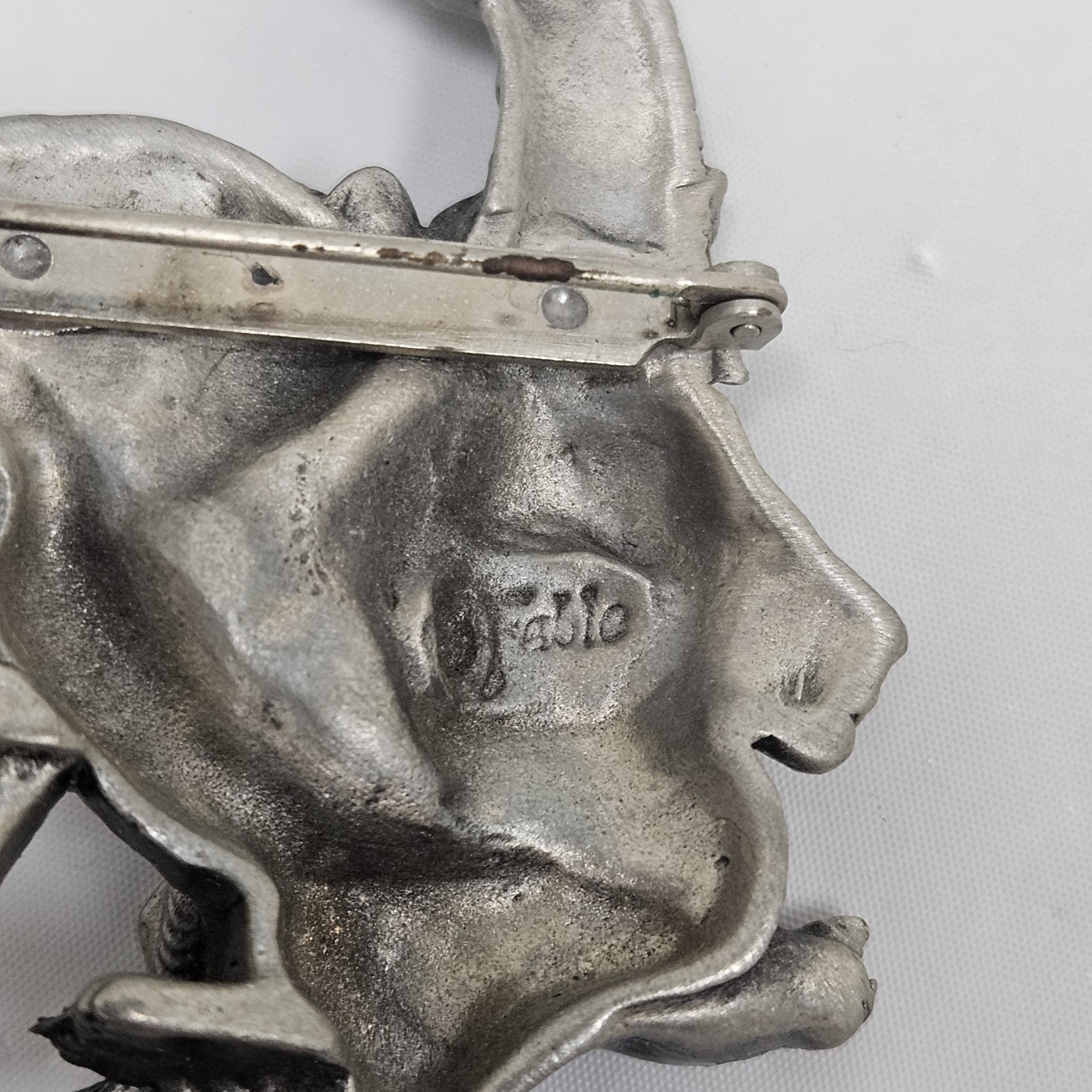 Fable Safari Animals Pewter Brooch Pin Vintage Signed Vintage Rare Collectible