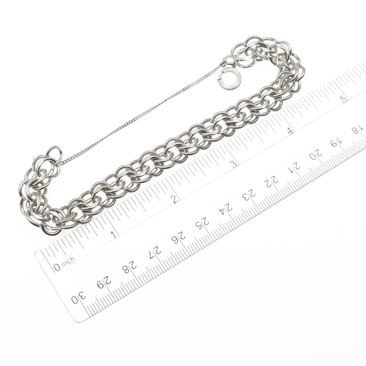 925 Sterling Silver Antique Art Deco Double Rolo Link Bracelet 6.75″