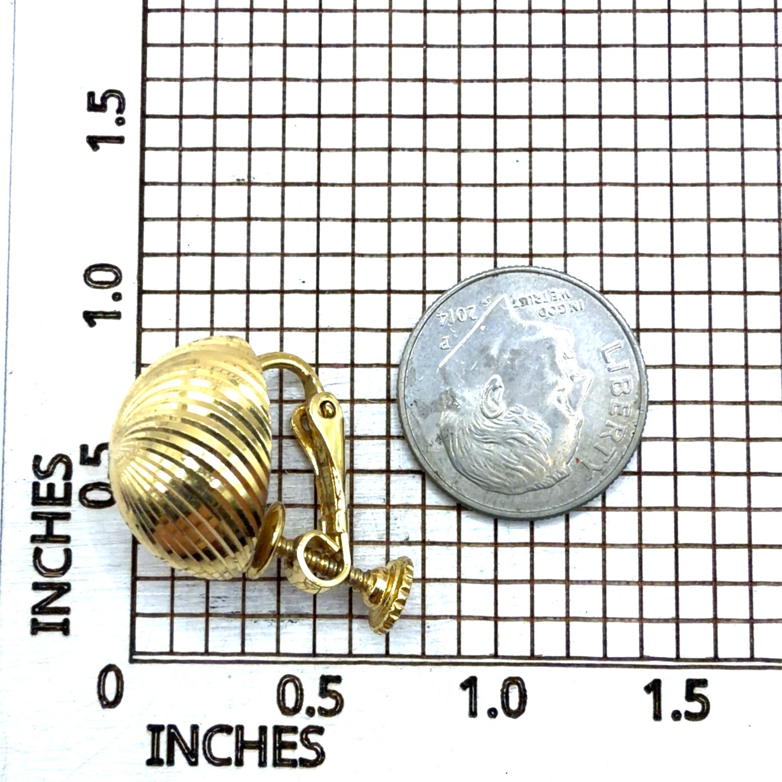 Vintage Napier Gold Tone 16mm Round Dome Adjustable Clip on Earrings