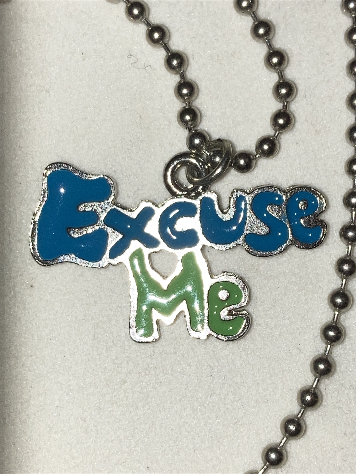 Clueless Movie EXCUSE ME 17.5 in ball chain necklace retro vtg 1990s pendant Y2K