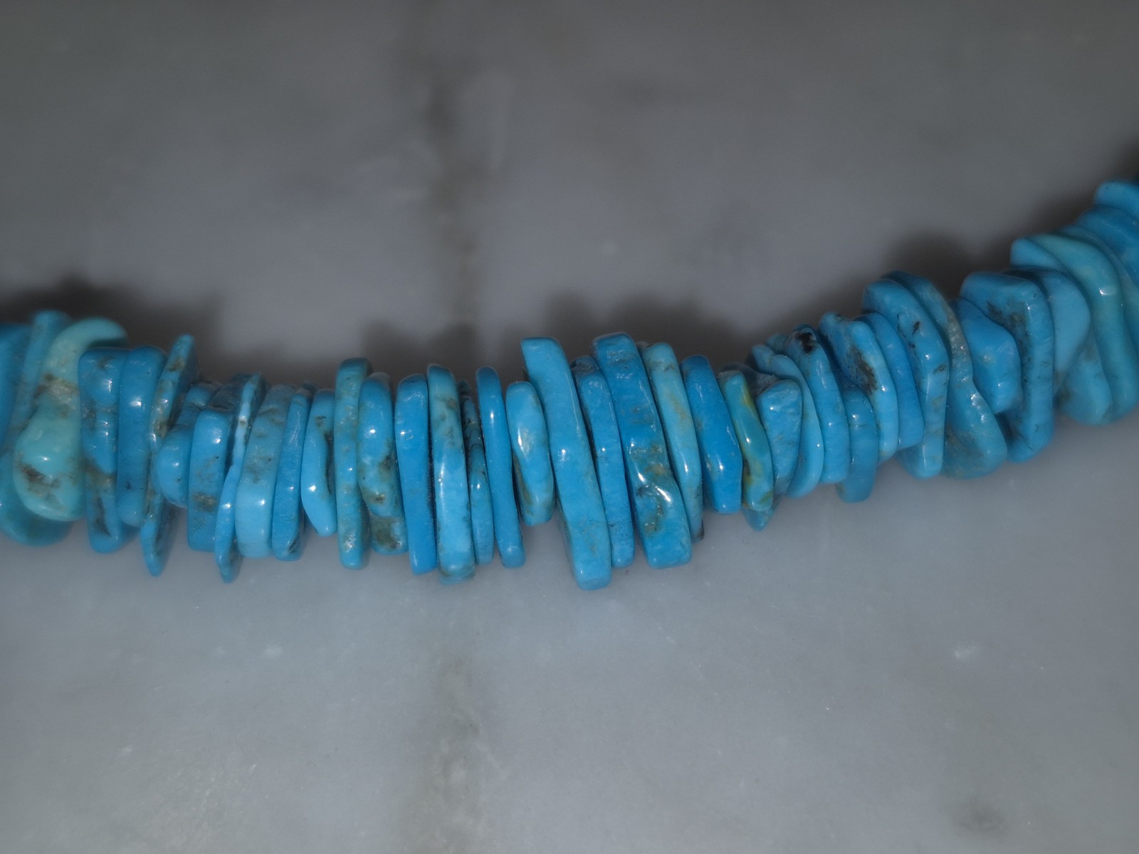 Vintage Turquoise Chip Necklace 925 Sterling Silver Cones Hook Clasp 50g