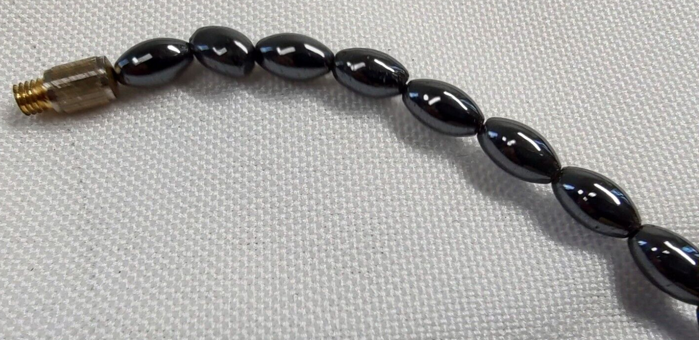 Smooth Bead Choker Necklace Hematite Graphite Color Grunge Boho Goth Screw Close