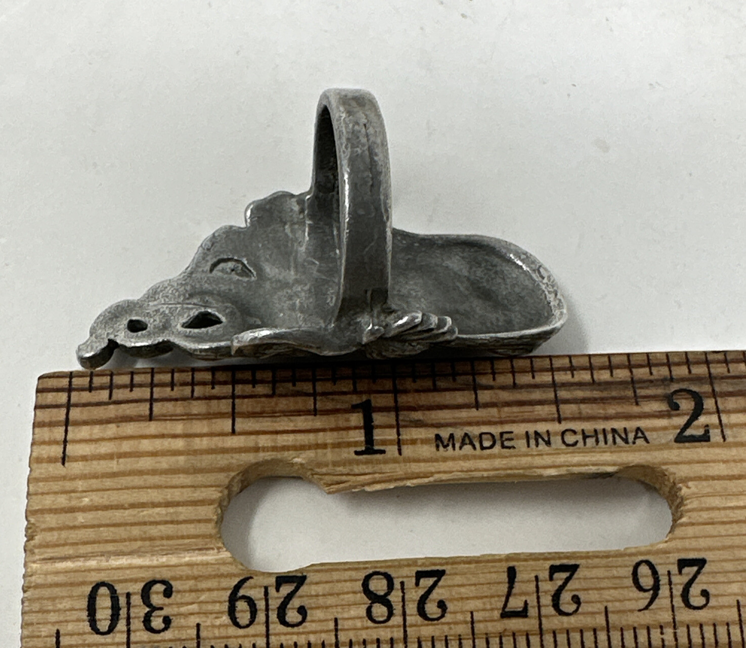 Vintage Maiden or Mermaid Figural Art Nouveau Cast Pewter Repousse Ring Size 7