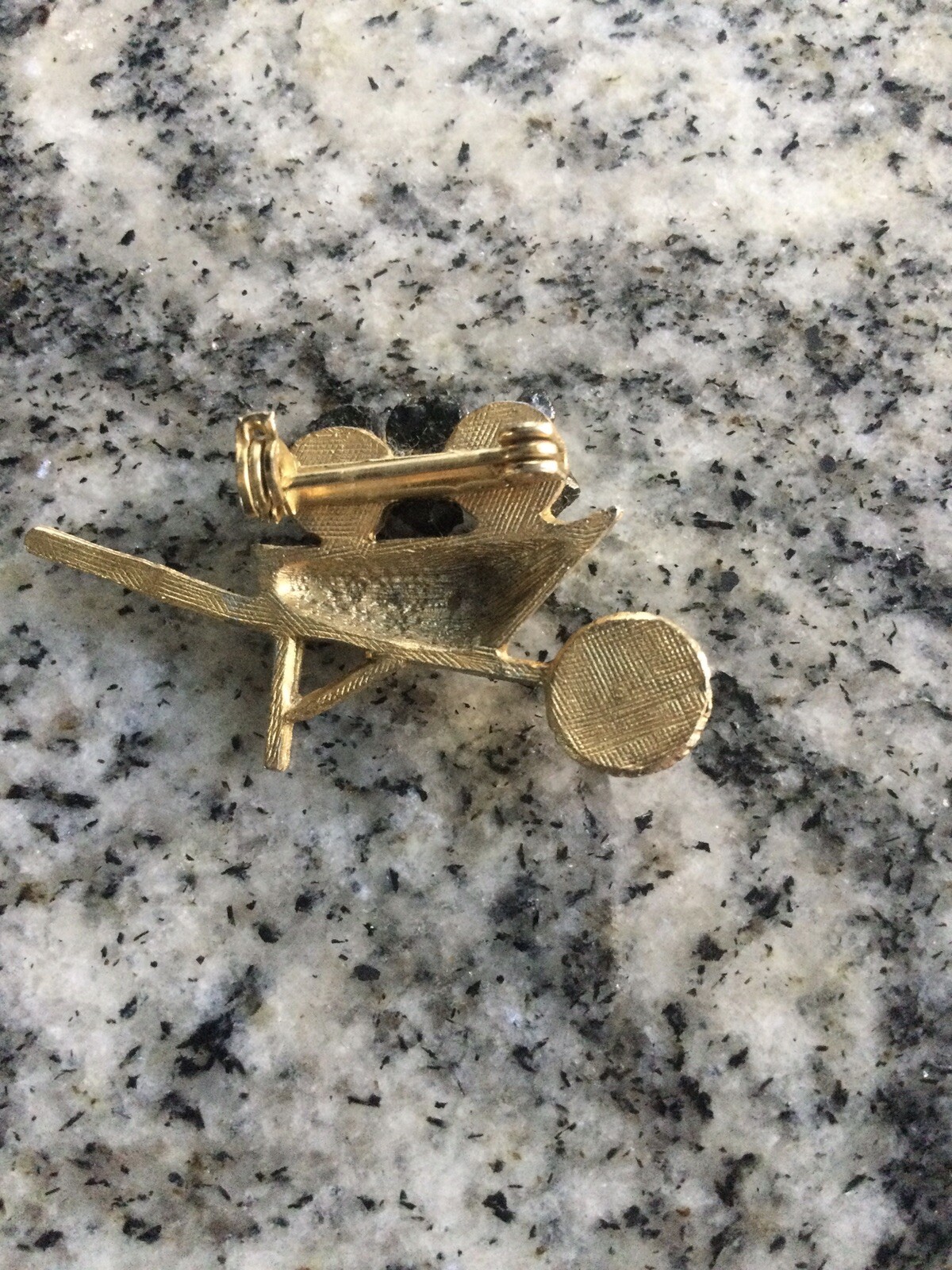 Vintage Tiny Coal in a Wheelbarrow Brooch