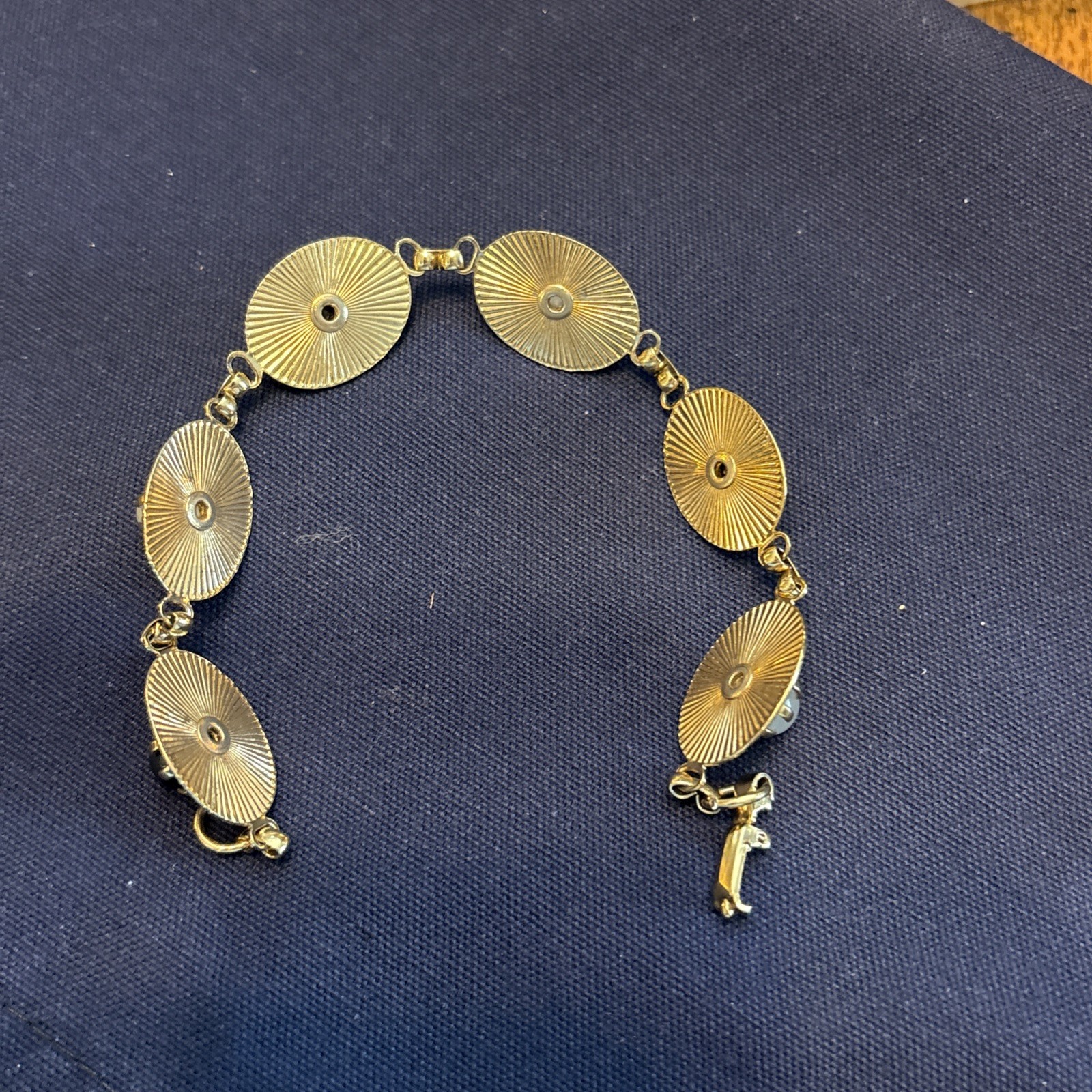 Vintage Moonstone White Black Gold Tone Bracelet 1950s-60s