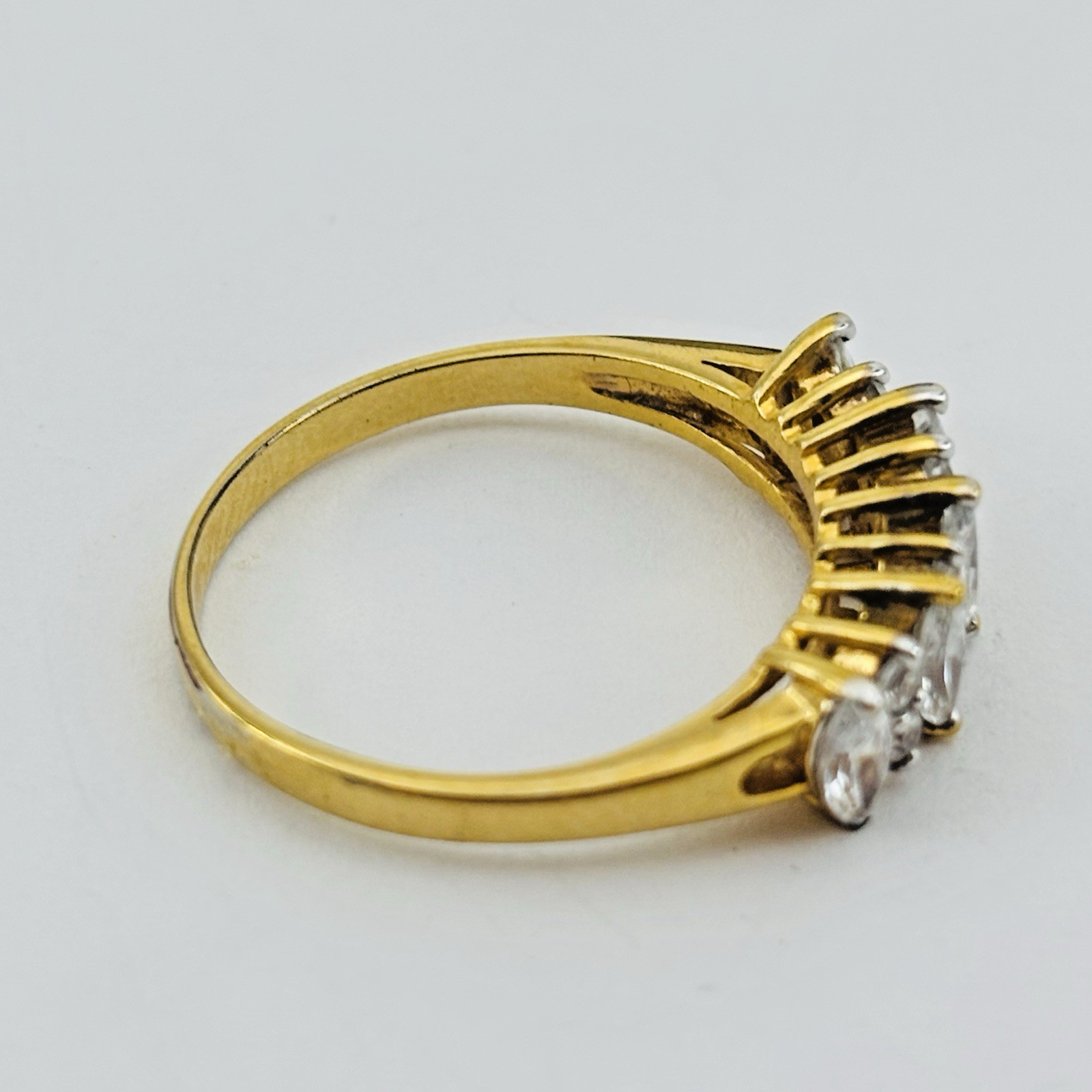 Vintage CZ Marquise Cluster Cocktail Ring Yellow gold plated Size 11