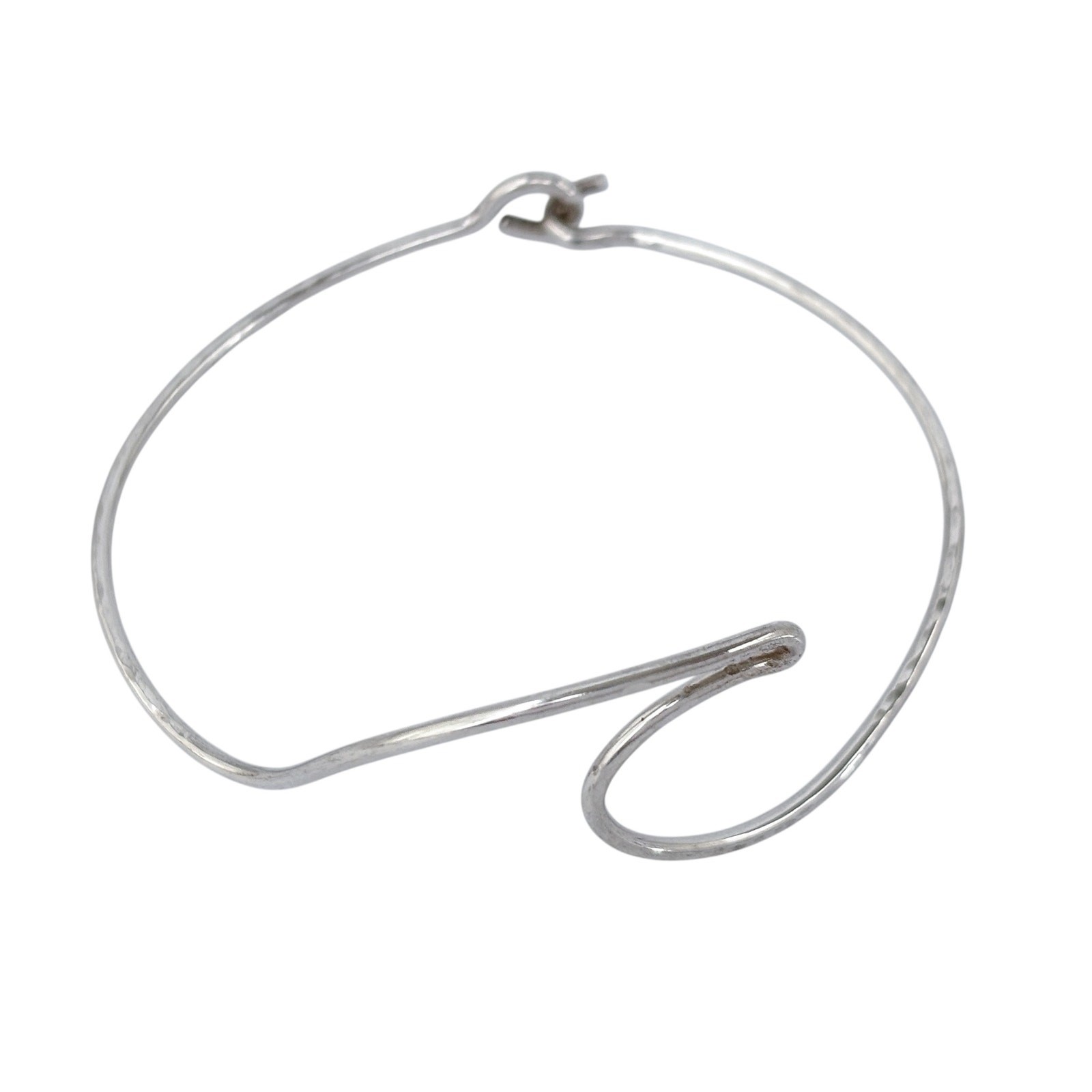Vintage Wave Wire Bangle Bracelet | Sterling Silver 925 | 7″