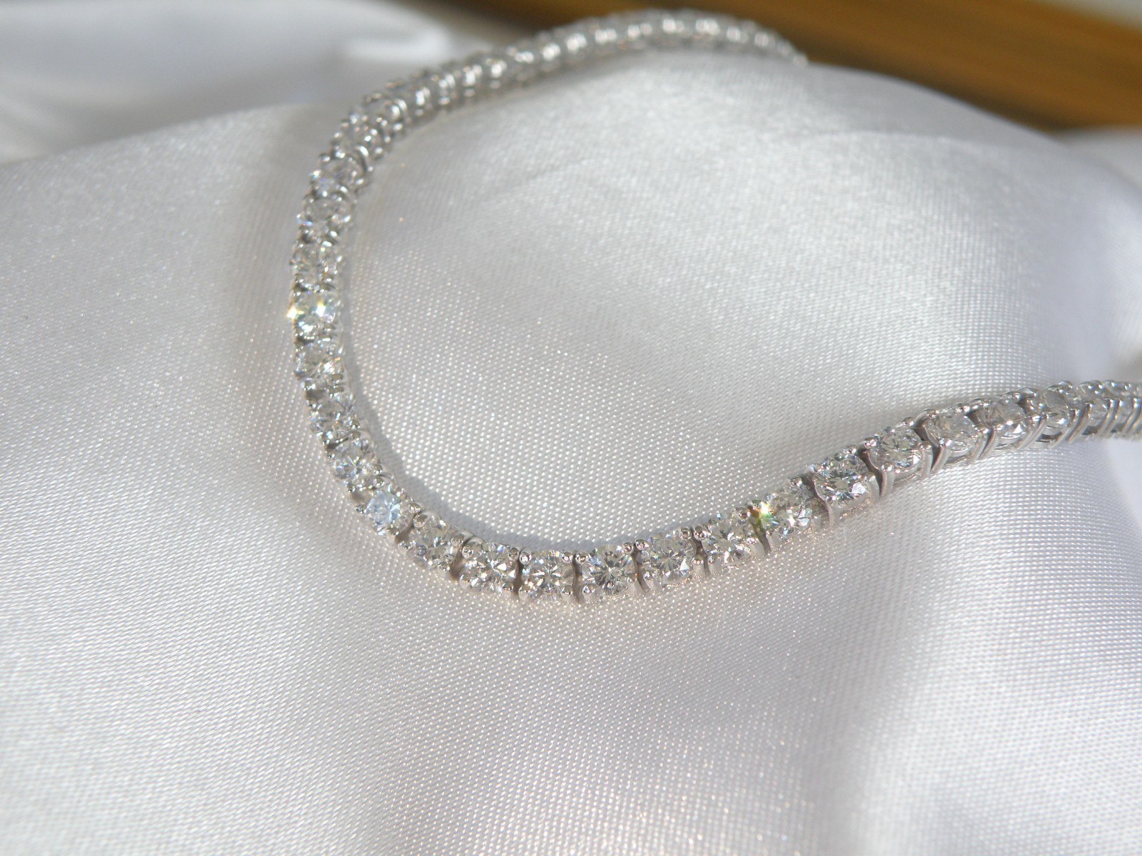 Vintage Sterling Silver 925 Cubic Zirconia Tennis Necklace Fits 18″