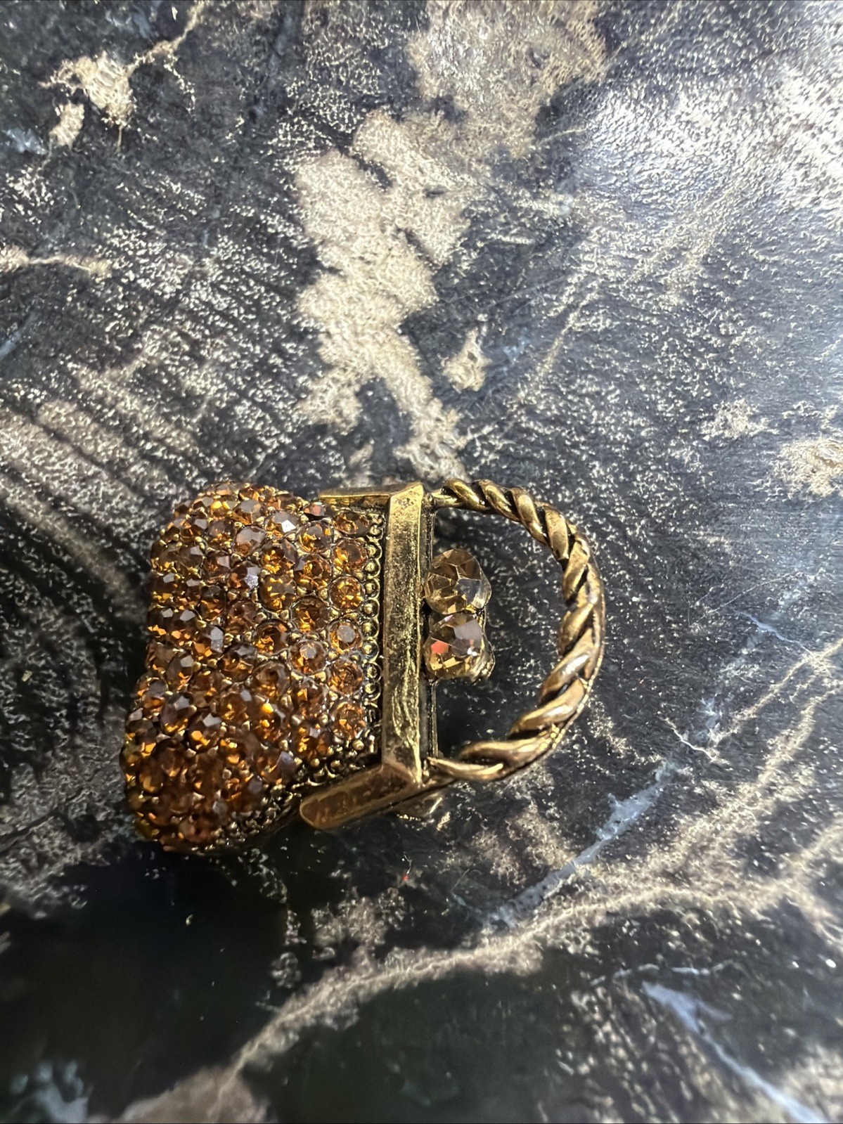 Vintage Enamel Brooch | Pin Purse Rhinestone Topaz Color Petite