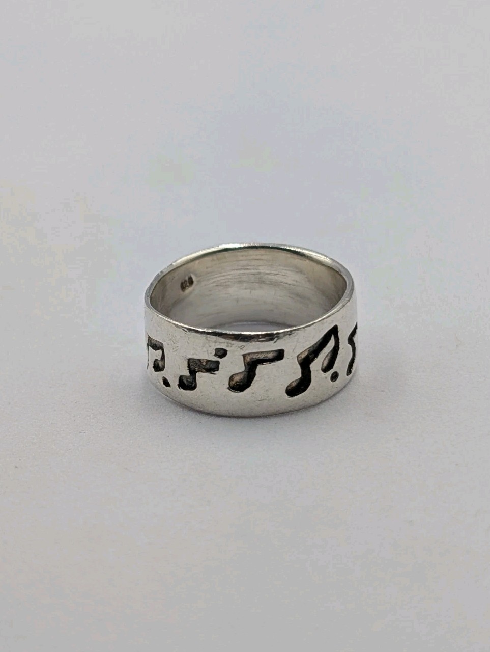 Vtg Sterling Silver Cut Out Musical Notes Musician Unisex Band 925 Ring – Sz 7.5
