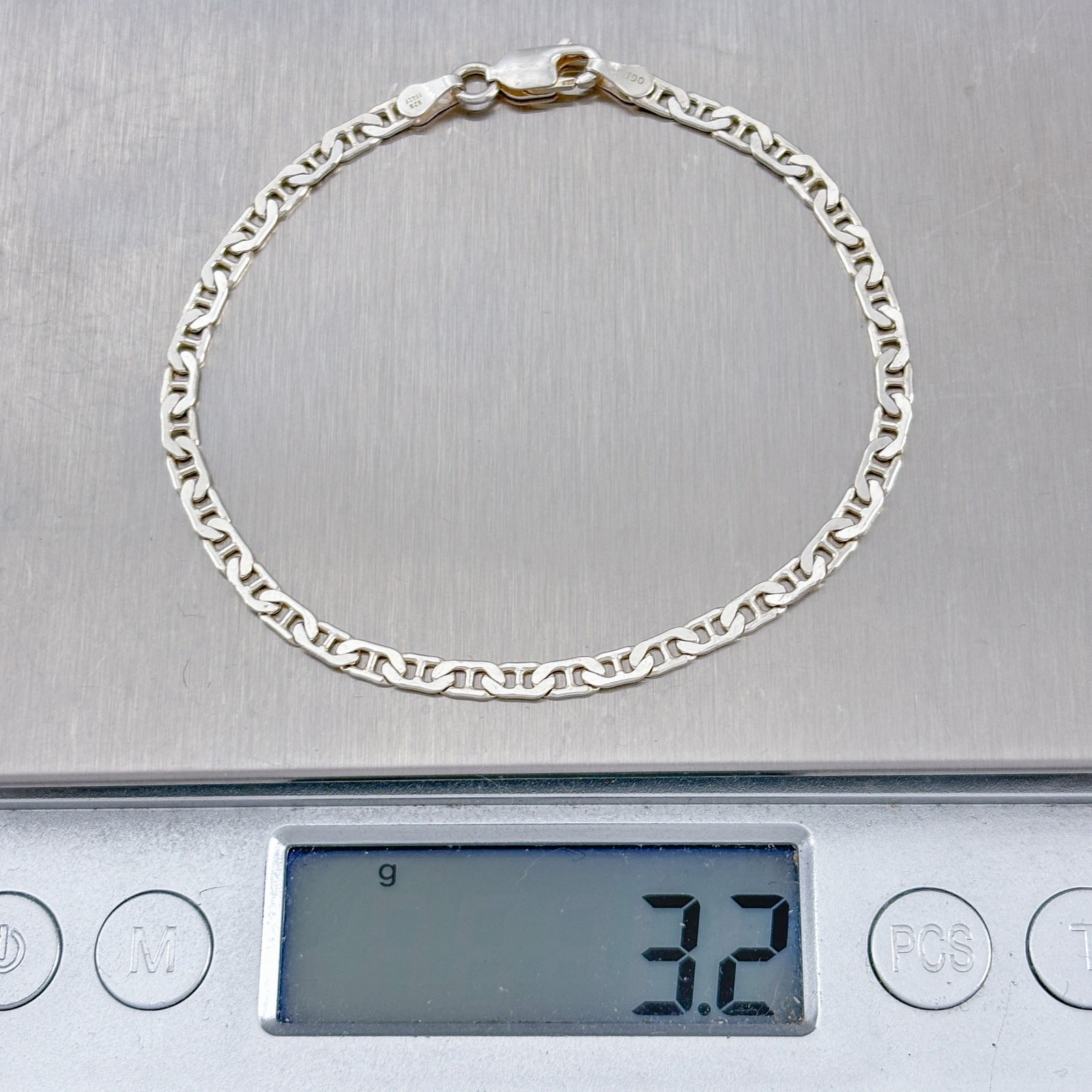 Vintage Sterling Silver 925 Italian Anchor Chain Bracelet 7″