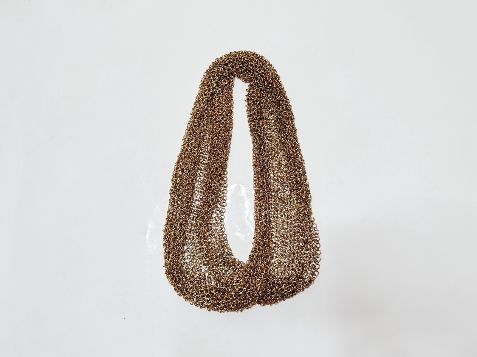 MESH CHAIN SCARF NECKLACE Heavy Metal Gold Tone Glam Chainmail Mesh Jewellery