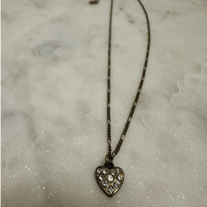 Vintage Glass Works Studio Charm Necklace w/Heart Pendant! Great cond!