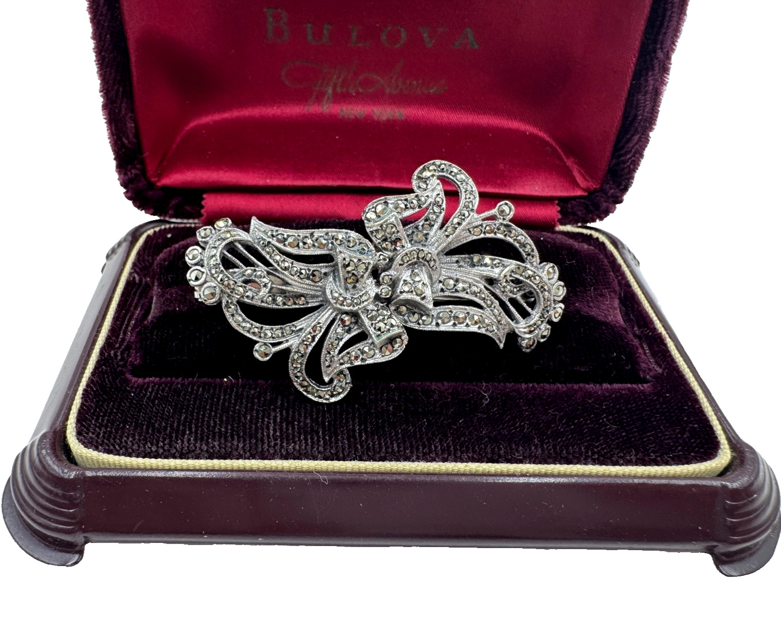 UTMOST RARE ANTIQUE ART DECO DUETTE BROOCH 2 DRESS CLIP MARCASITE STERLING SLVER