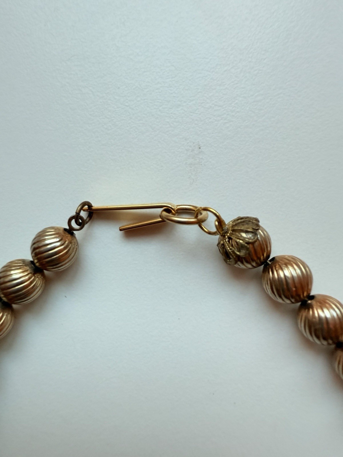 Vintage Ball and Chain Gold Textured Bead Necklace (3016)