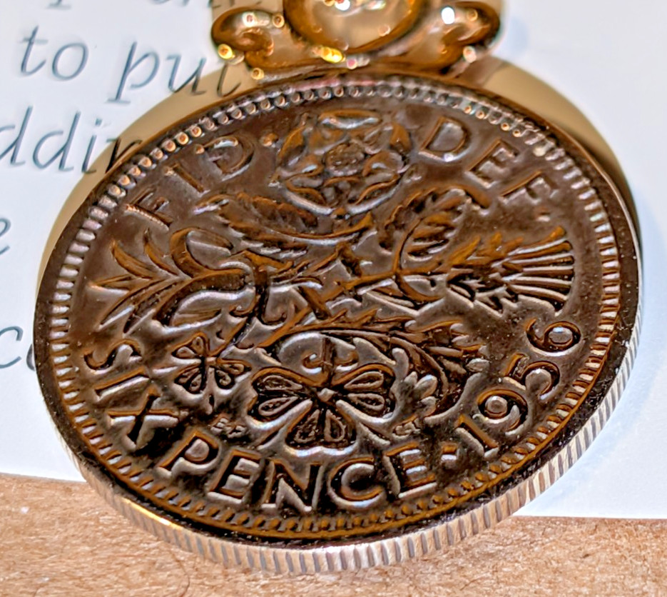 Vintage Jacmel JCM 14K Lucky Sixpence Pendant
