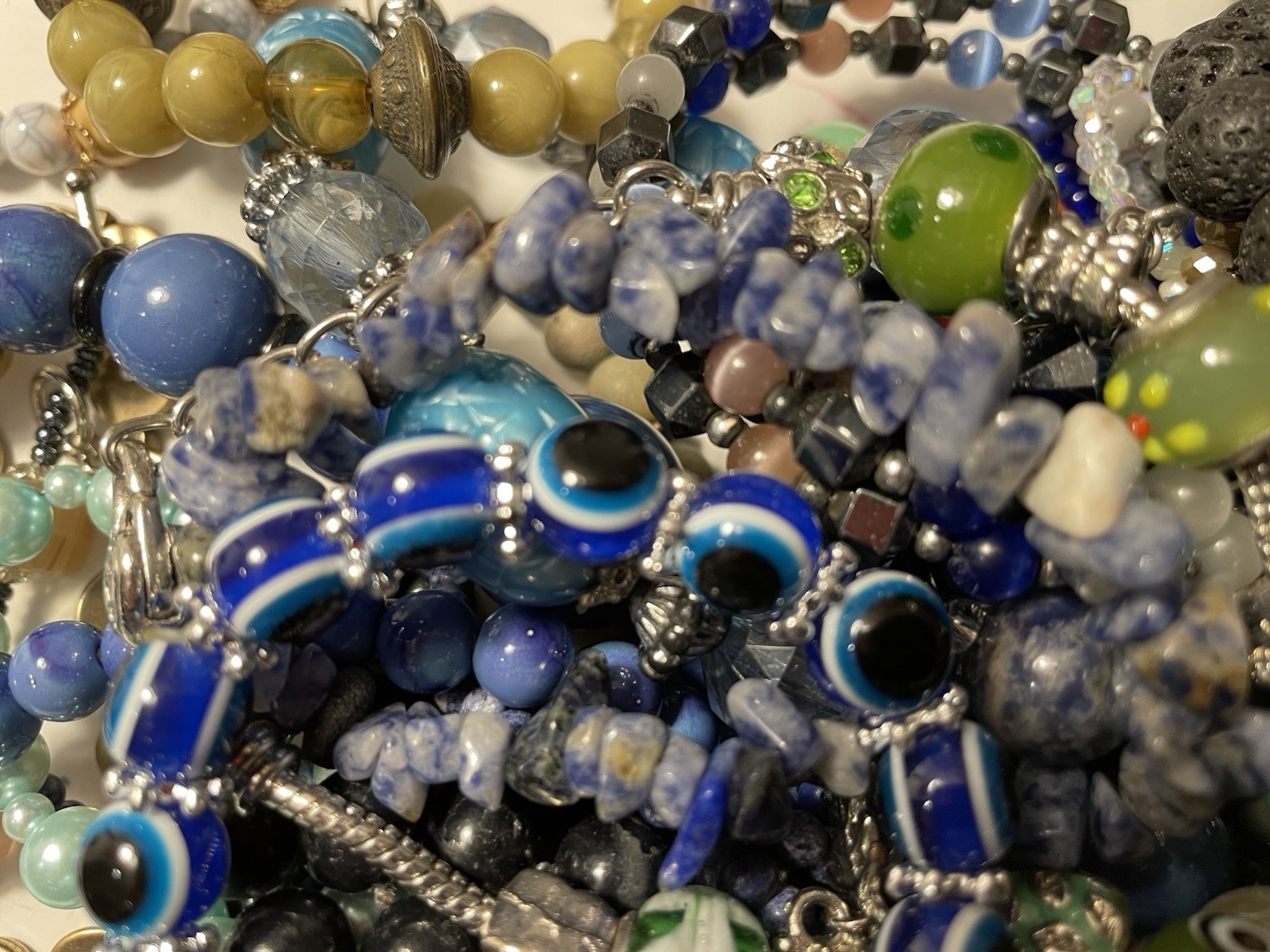 4Lb Mixed Mystery Jewelry Lot Vintage Mod Boho Beaded Necklaces Bracelets