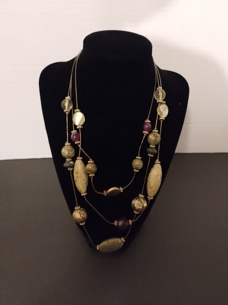 Vintage necklace,Three Layer Necklace Beautiful In Mint Condition.
