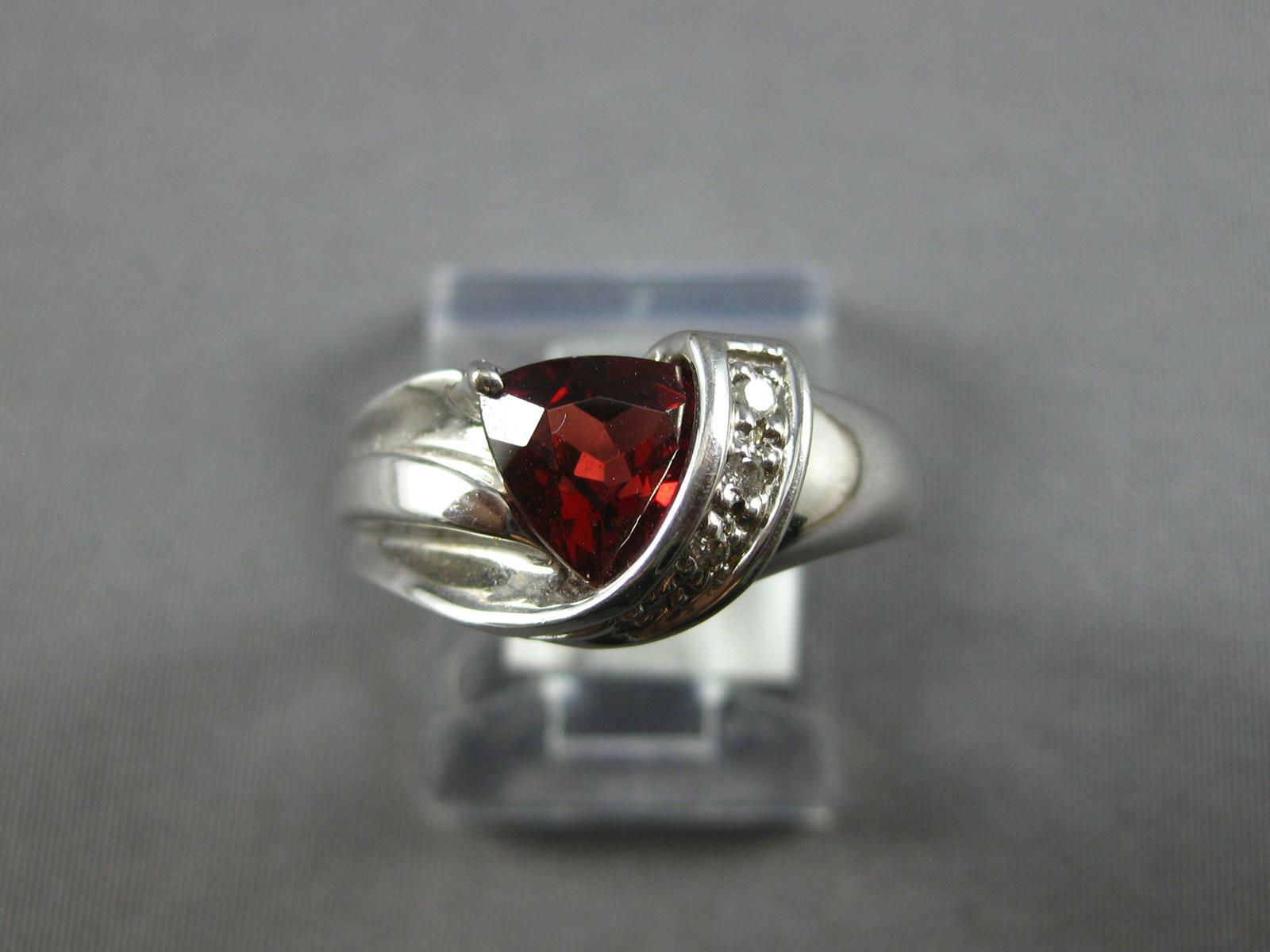 ESTATE 1.53CT DIAMOND & AAA GARNET 14KT WHITE GOLD 3D ROUND & TRILLION FUN RING