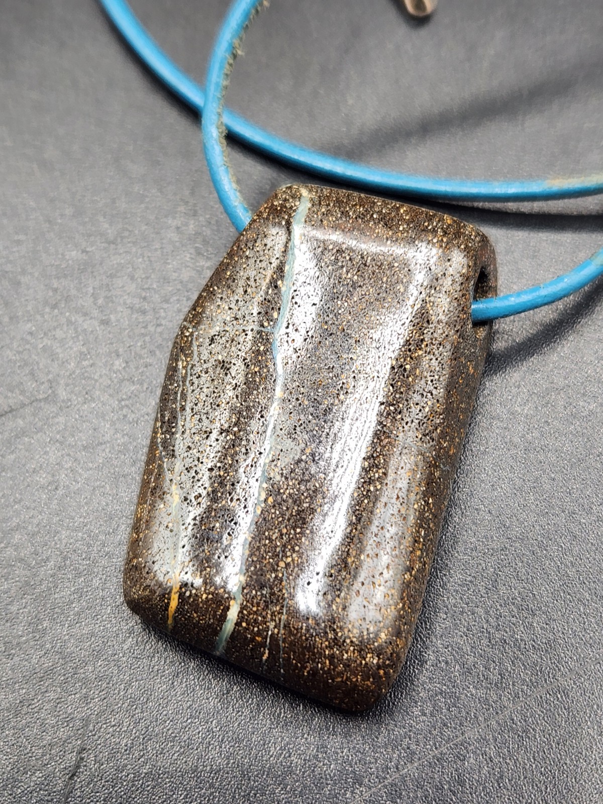 Boulder Opal Pendant Blue Cord Necklace