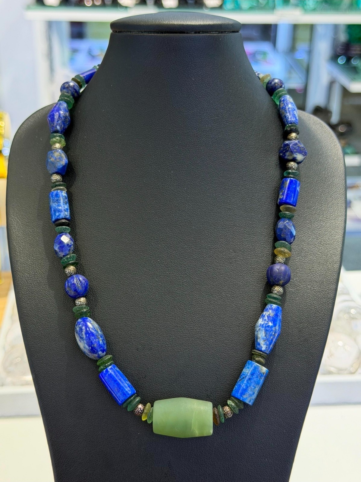 Vintage Tibetan Style Old Lapis Lazuli Jade Necklace Handcrafted Silver
