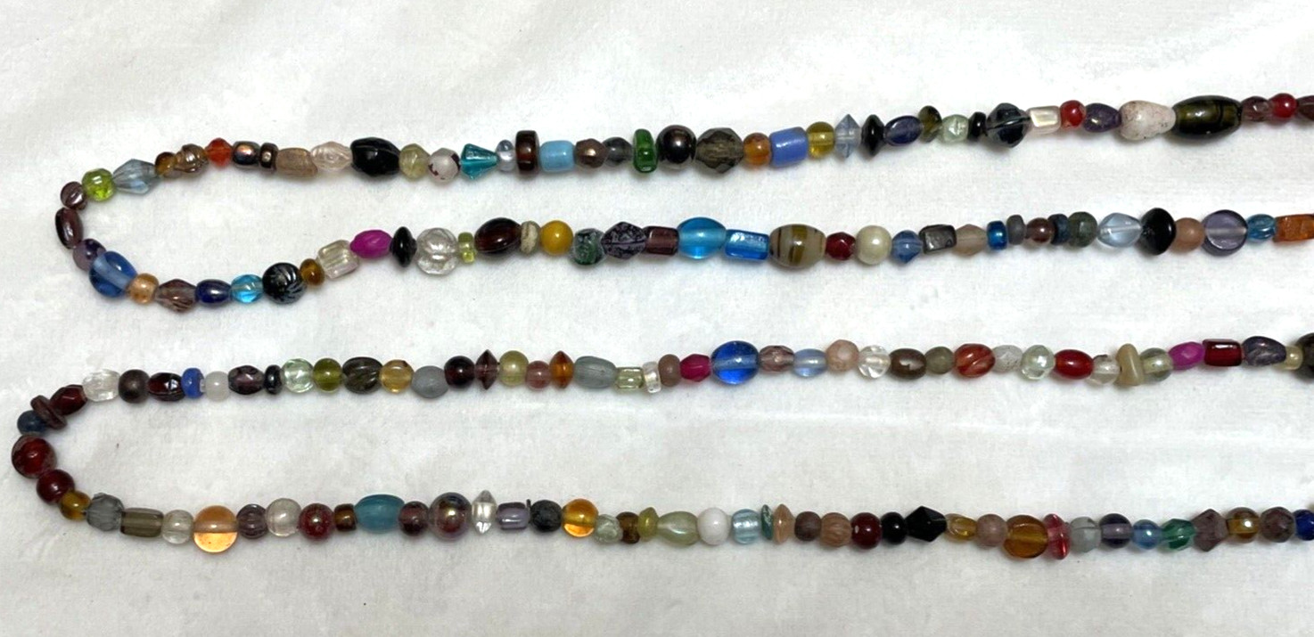 Vintage Glass Stone Bead Necklace Gemstone Beaded Colorful Boho