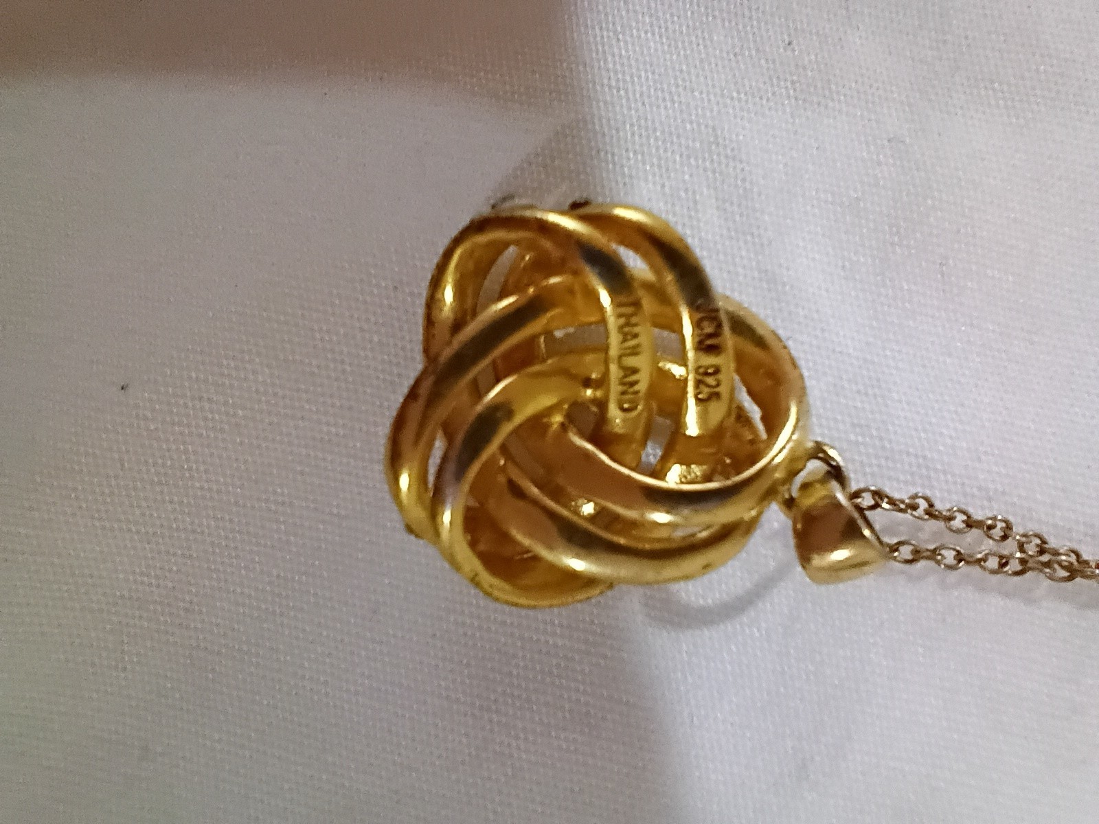 Jacmel JCM sterling silver vermeil cz love knot post back earrings And Necklace