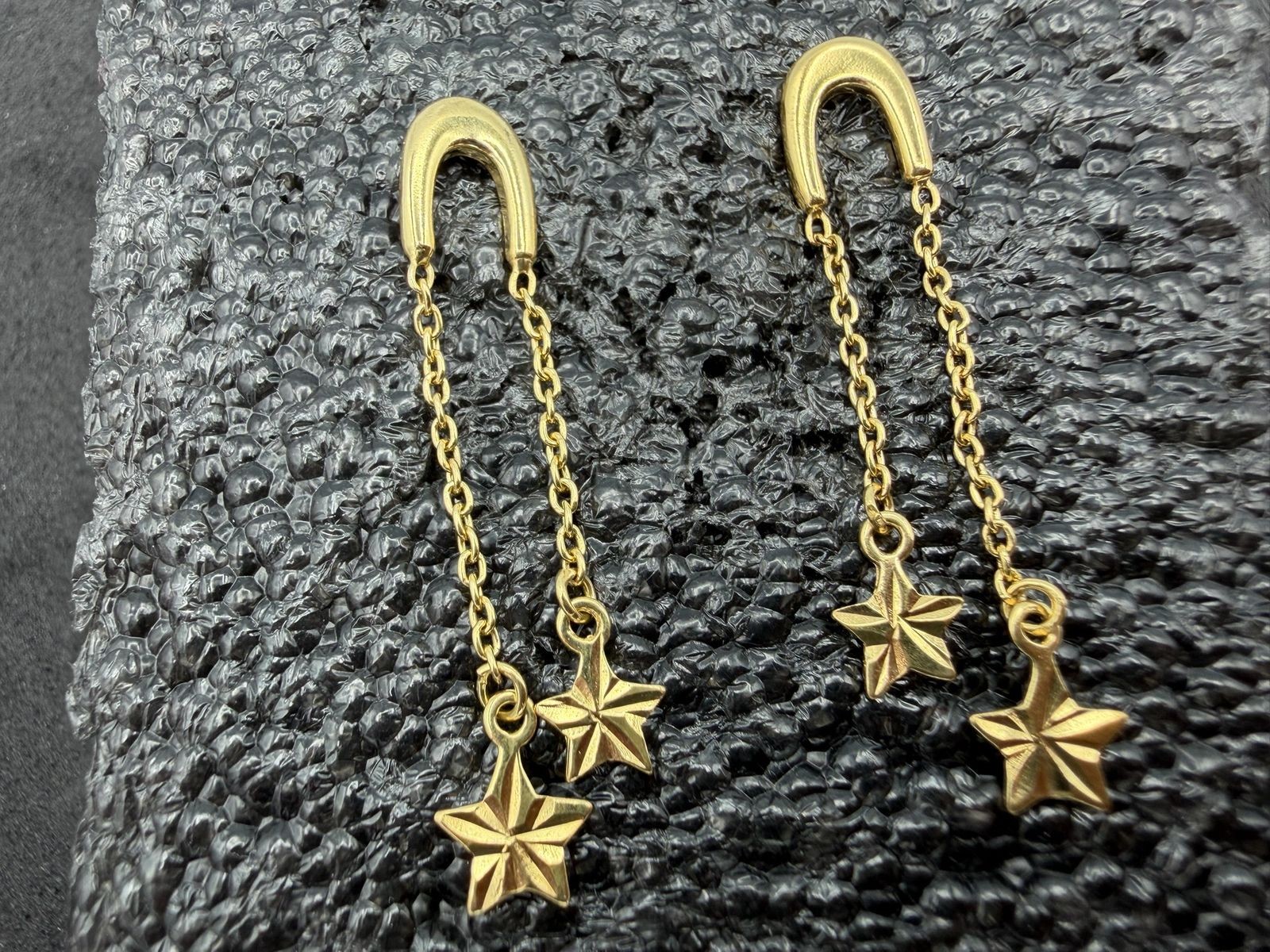 1.69g Vintage Sterling Silver 925 Star Dangle Chain Drop Earrings Jewelry M