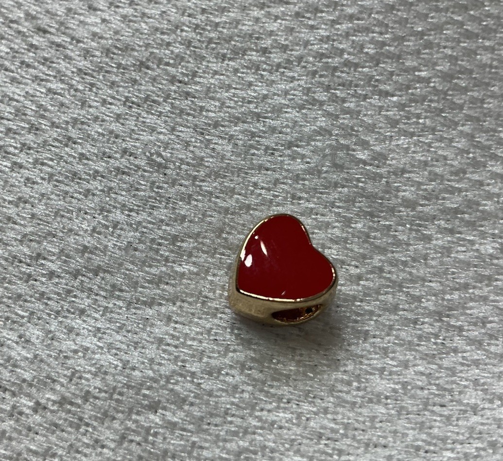 Gold Tone Red Heart Pendant Necklace Charm Only