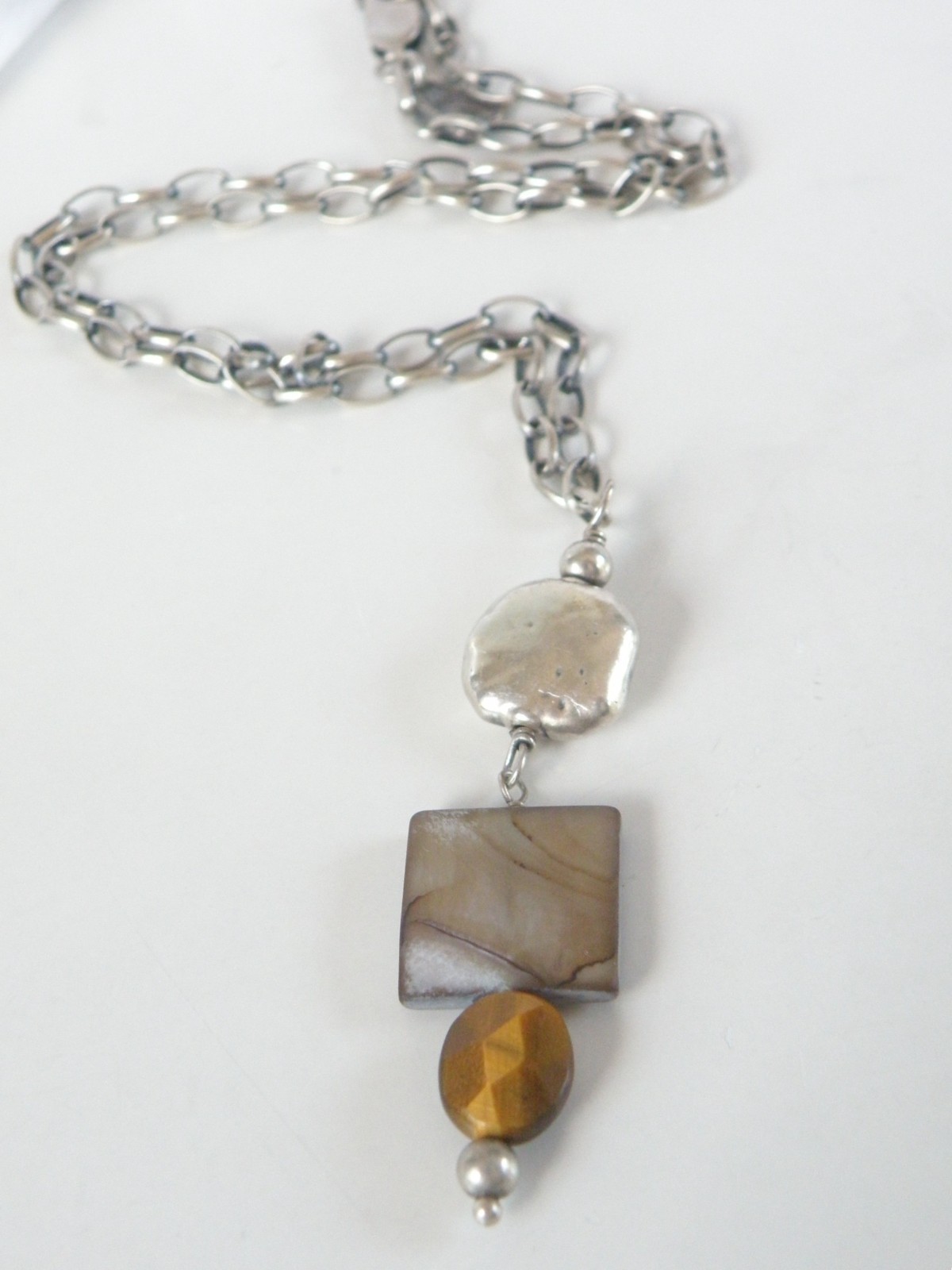 Silpada Sterling Silver 925 Rustic Boho Abalone Rolo Chain Link Necklace
