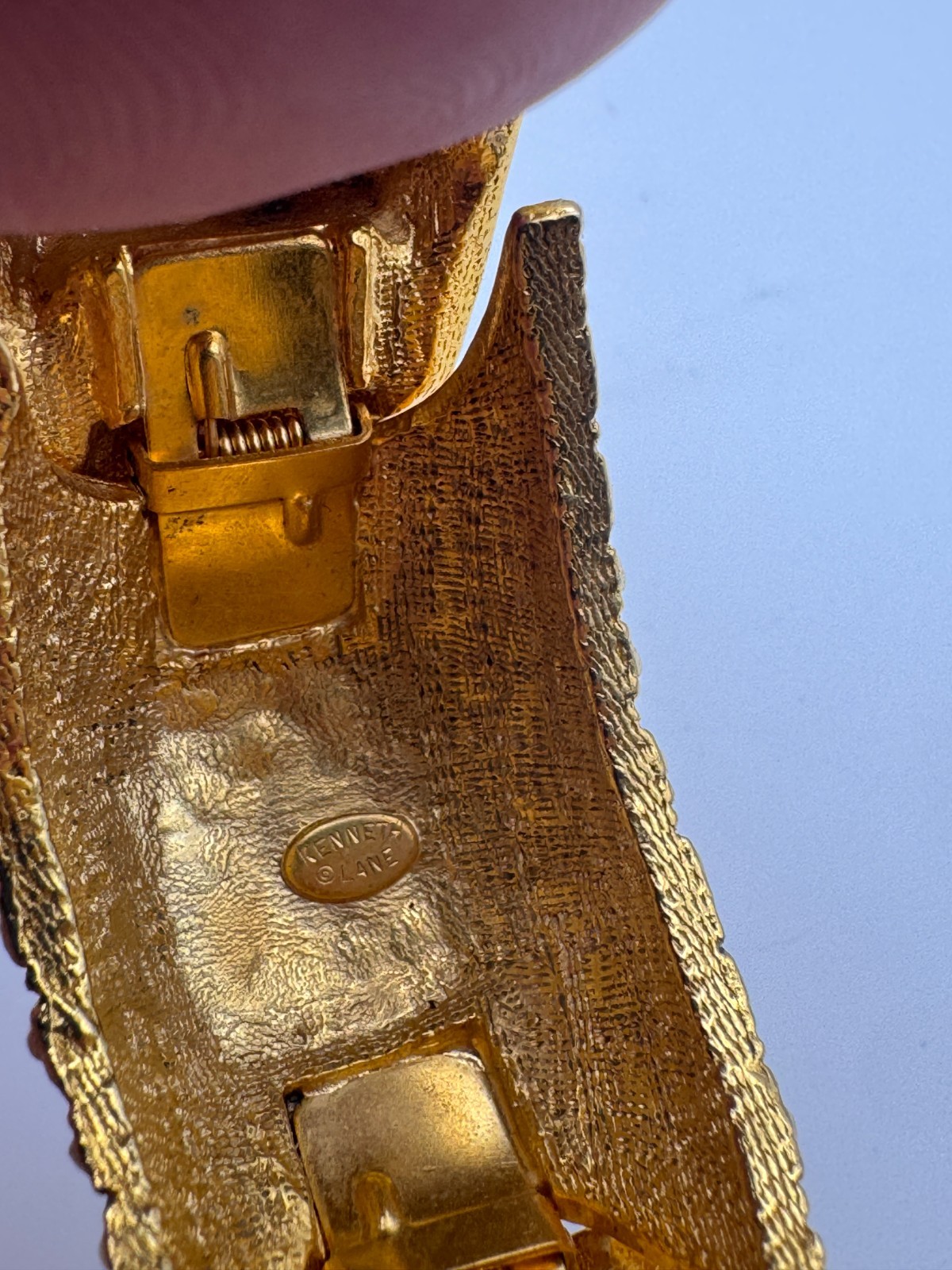 Vintage Kenneth Lane Clamper 1960s Etruscan Bracelet Gold Plated Heavy Cuff KJL
