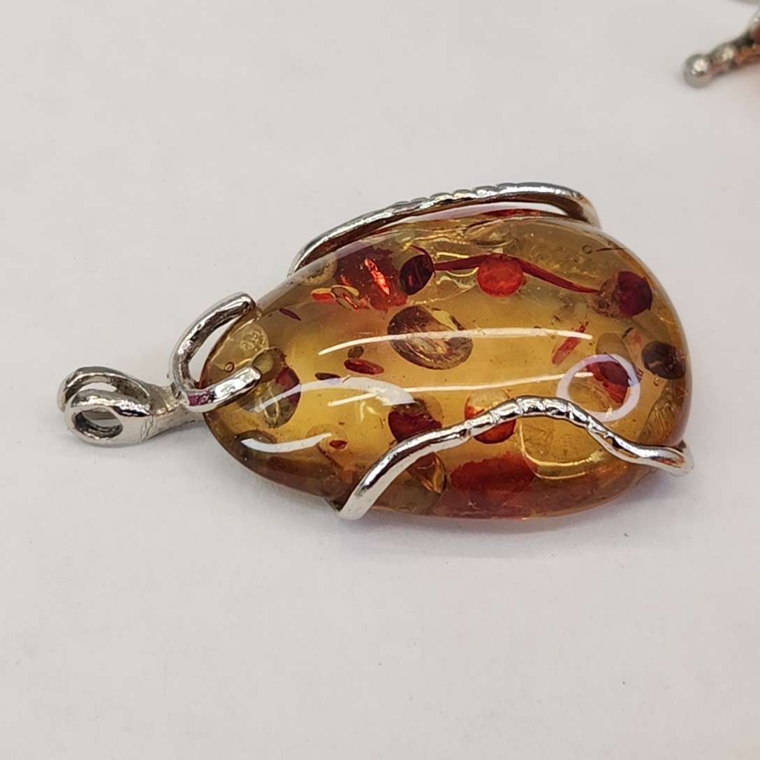 Faux Amber Necklace Lot of 6 Pendants Beads