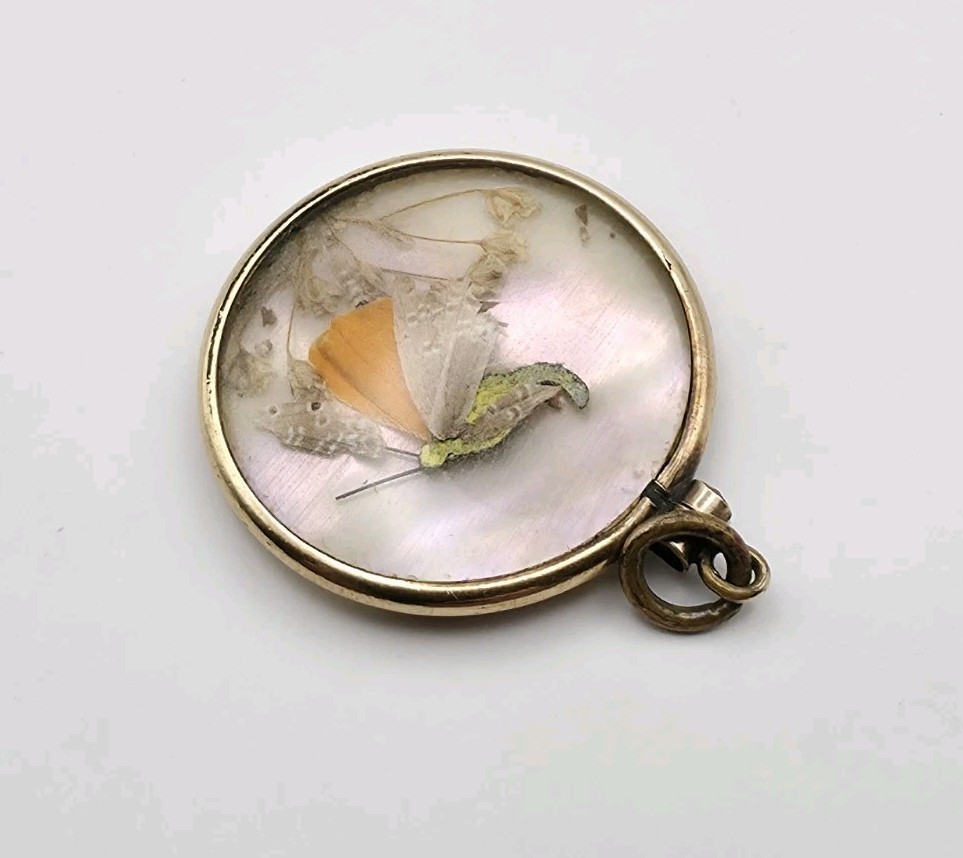 Vintage Victorian Gold Filled Butterfly Wings Double Sided Pendant Charm