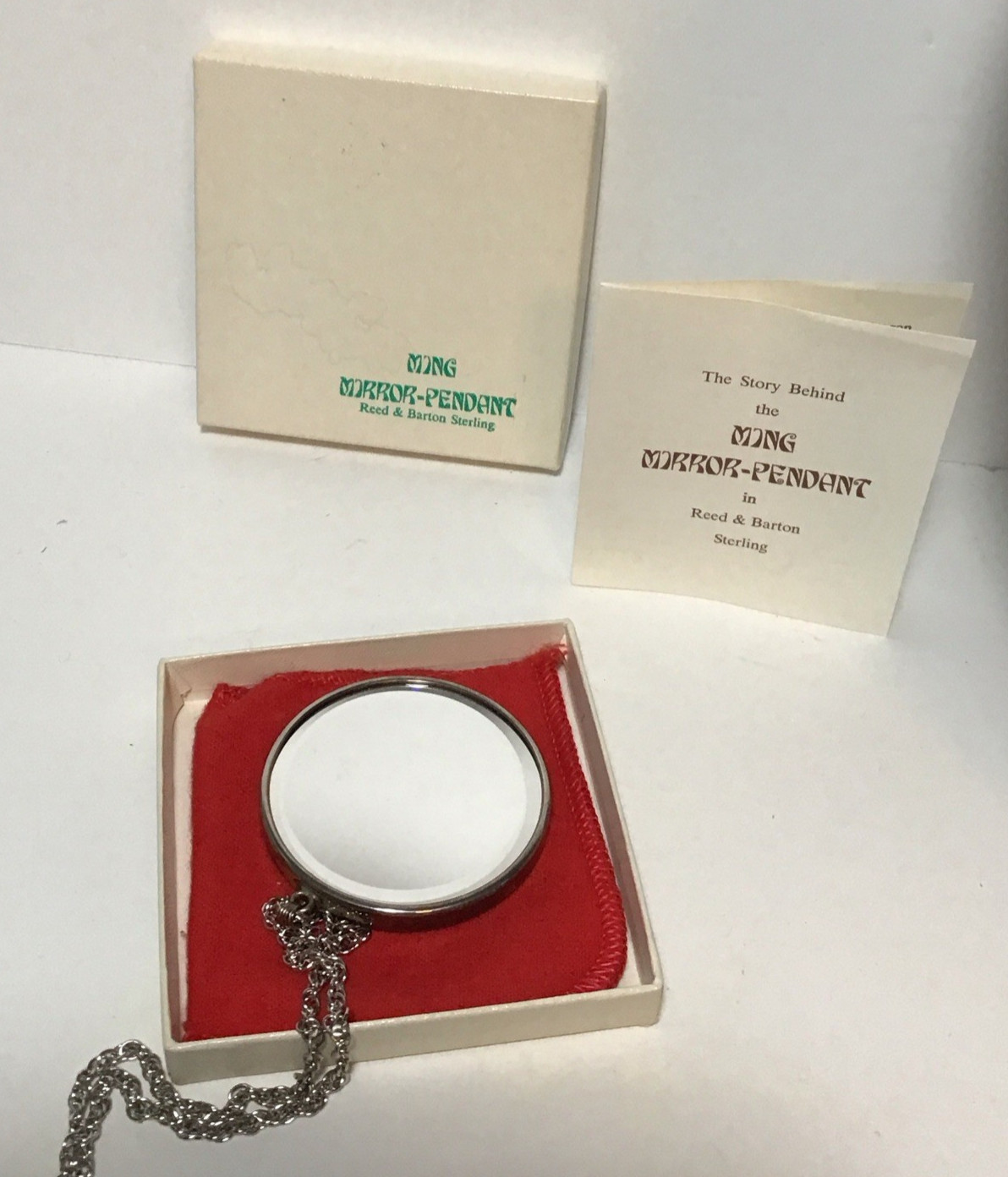 Sterling Reed & Barton Ming Dragon Mirror Pendant Necklace or Christmas Ornament