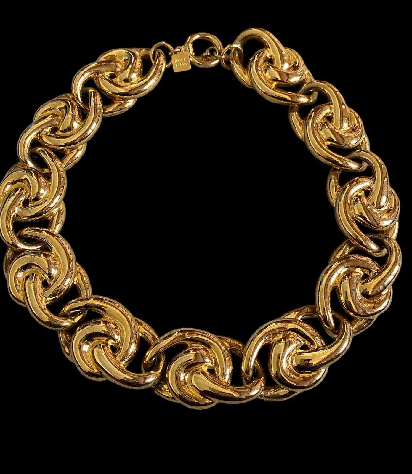 VTG Anne Klein Gold Tone Chunky Link Necklace 17.5in