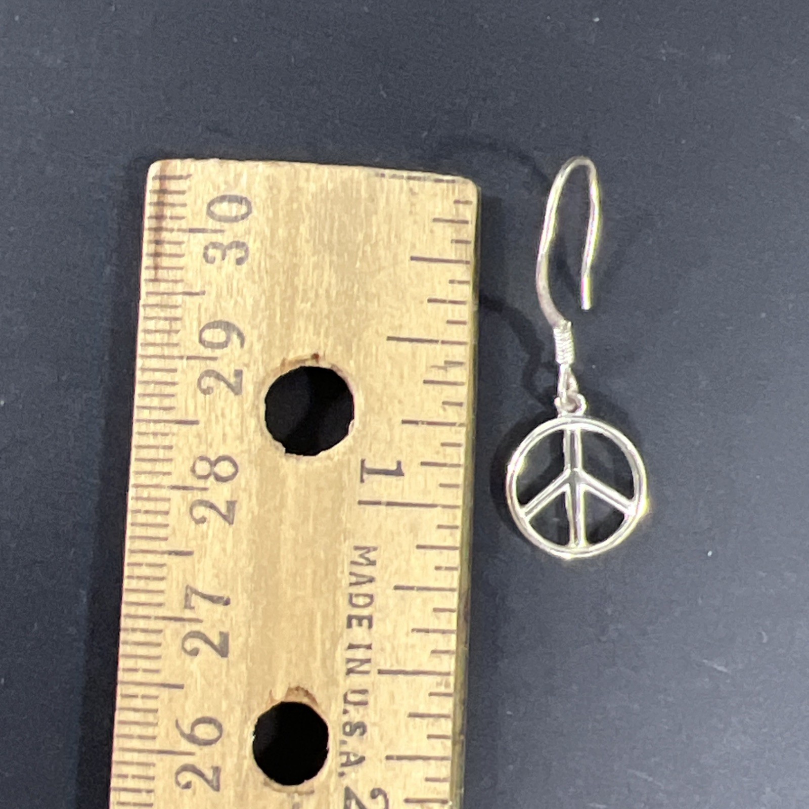 Peace Sign Symbol SINGLE Earring Dangle Drop Pendant Charm Sterling Silver 925