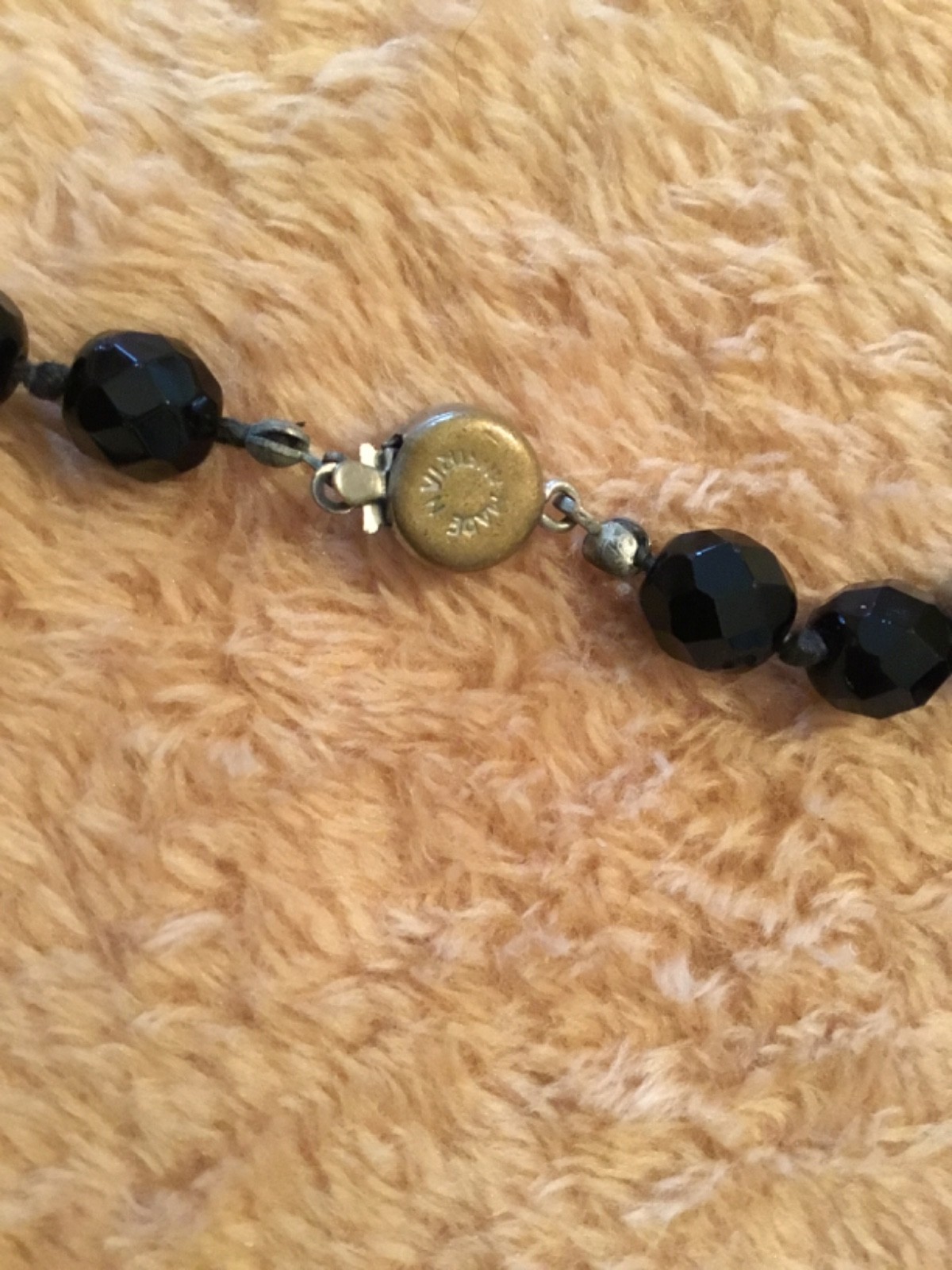 Vtg Black AUSTRIAN 68″ Knotted Cut Crystal Beads XL Necklace-Silver Tone Clasp