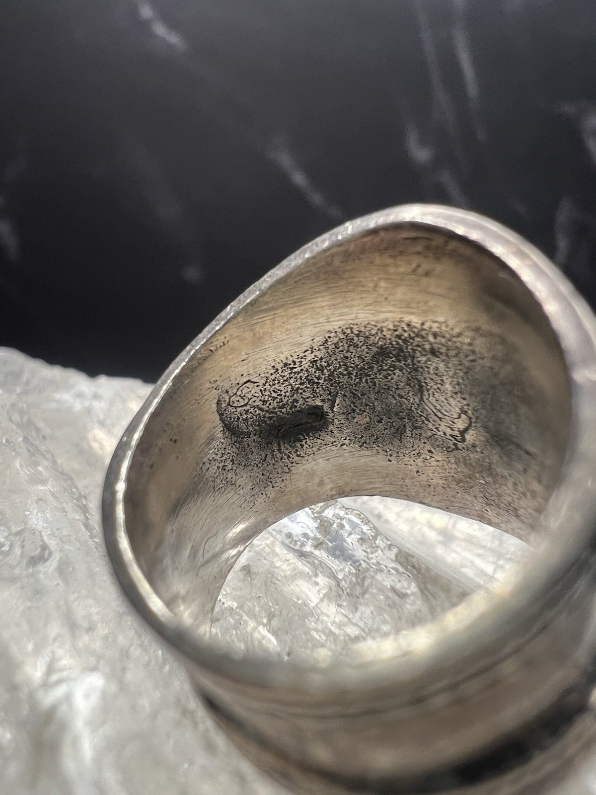 VTG 925 Sterling Silver Tibetan Dorje Yin Yang Wide Band Ring Size 4.25