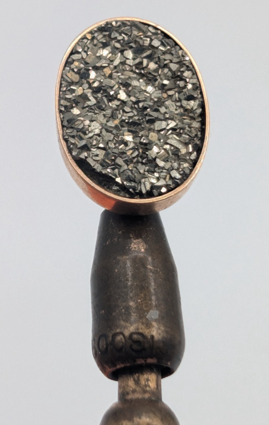Antique 10K Yellow Gold Marcasite Stickpin with HOLD-ON Patent Safety Clutch