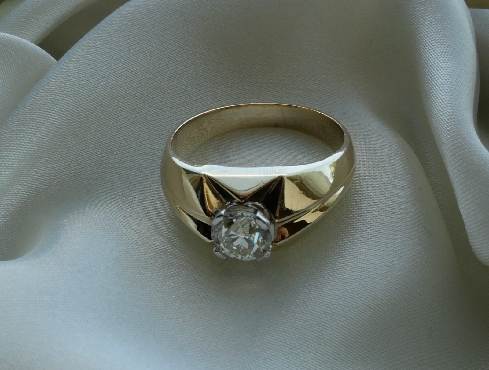 Vintage 14K Yellow Gold 0.90 Ct Old European Cut Diamond Ring 5.3 Gr Sz 8.75