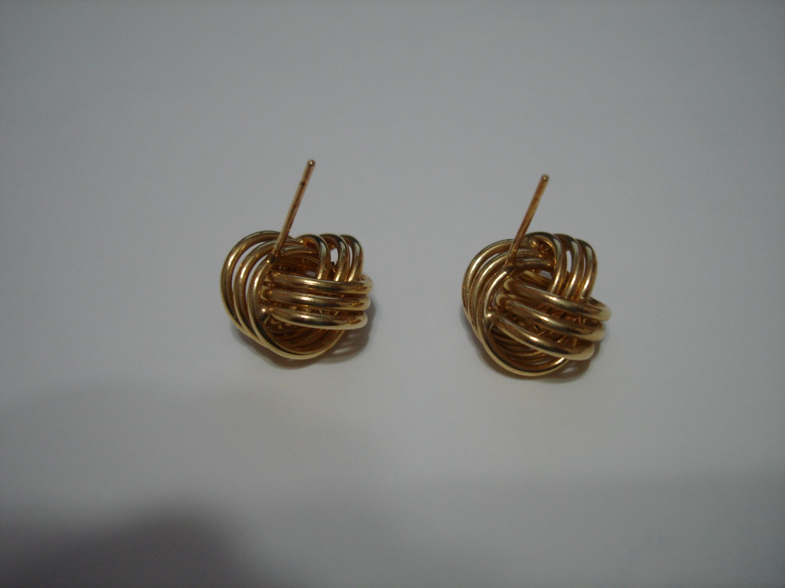 Vintage Nice 14k Yellow Gold Pierced Stud Knot Earrings No Clasp Back As Shown