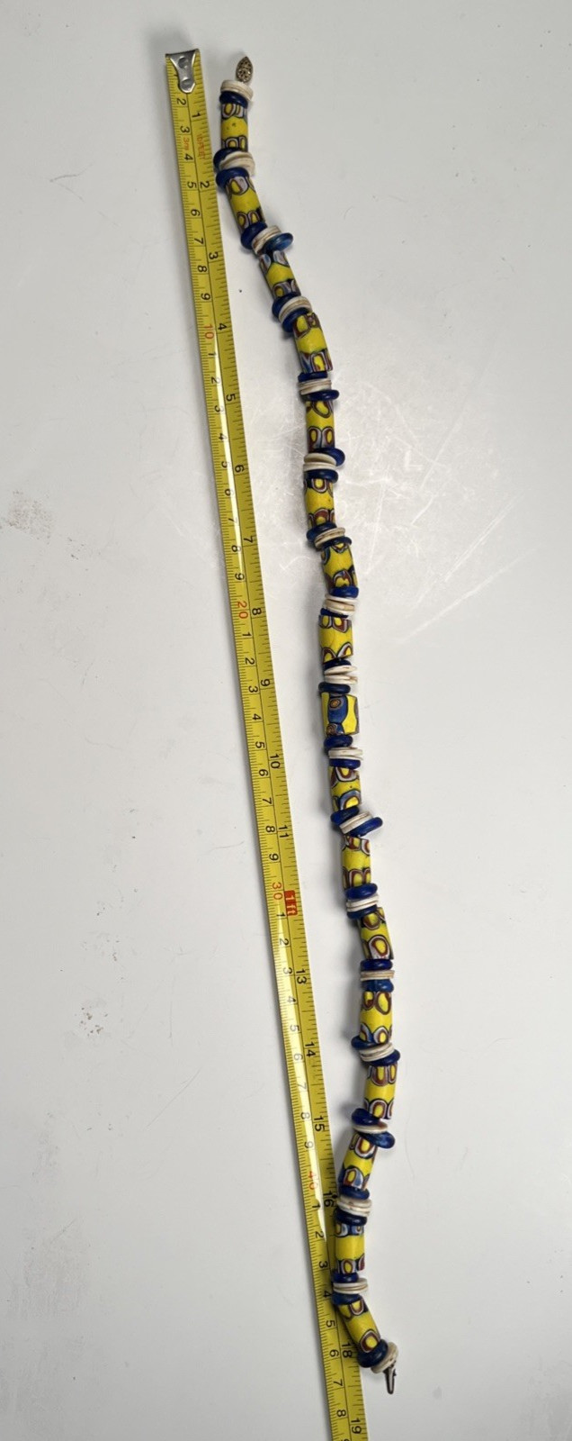 Matched Venetian Millefiori African Trade Bead Necklace 14kt GF Fish Hook Clasp