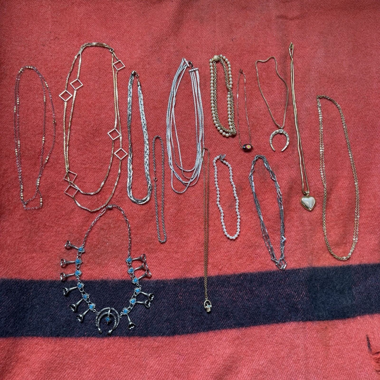43 Individual Costume Jewelry Vintage Necklaces Metal Gold Silver Other