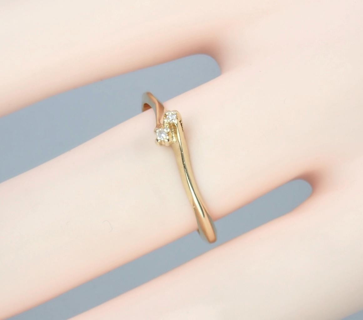 Dainty Vintage Estate Solid 14K Gold SAMUEL AARON Diamond Toi Et Moi Ring NY 6.5