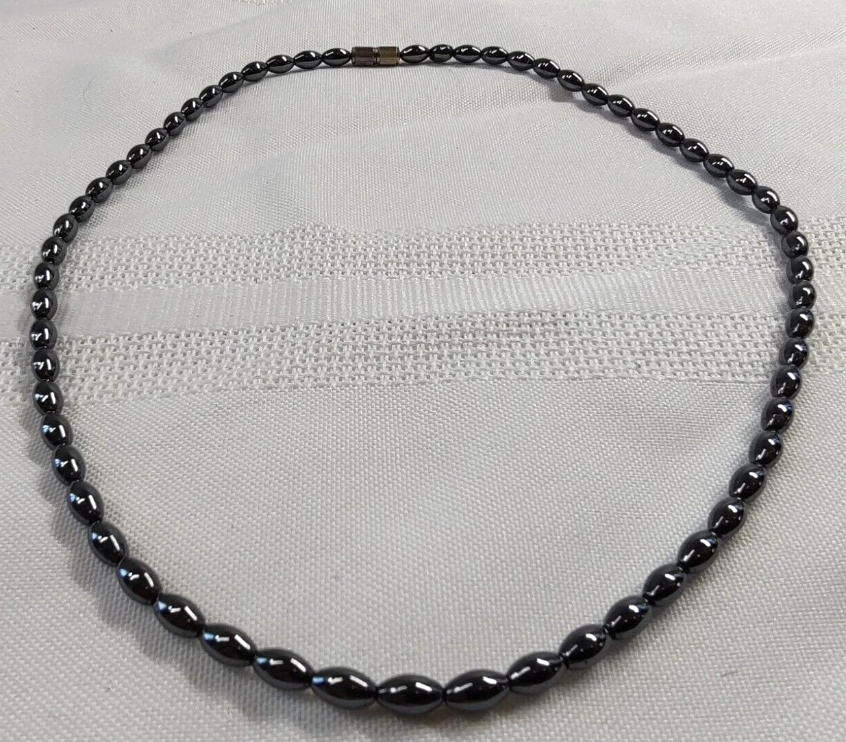 Smooth Bead Choker Necklace Hematite Graphite Color Grunge Boho Goth Screw Close