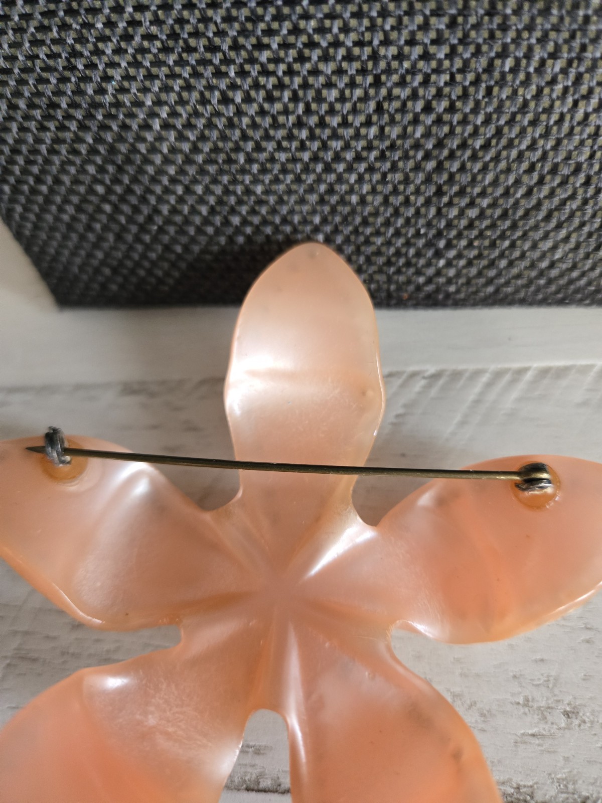 Vintage Lucite And Rhinestone Pink Flower Pin Brooch 3″x3″