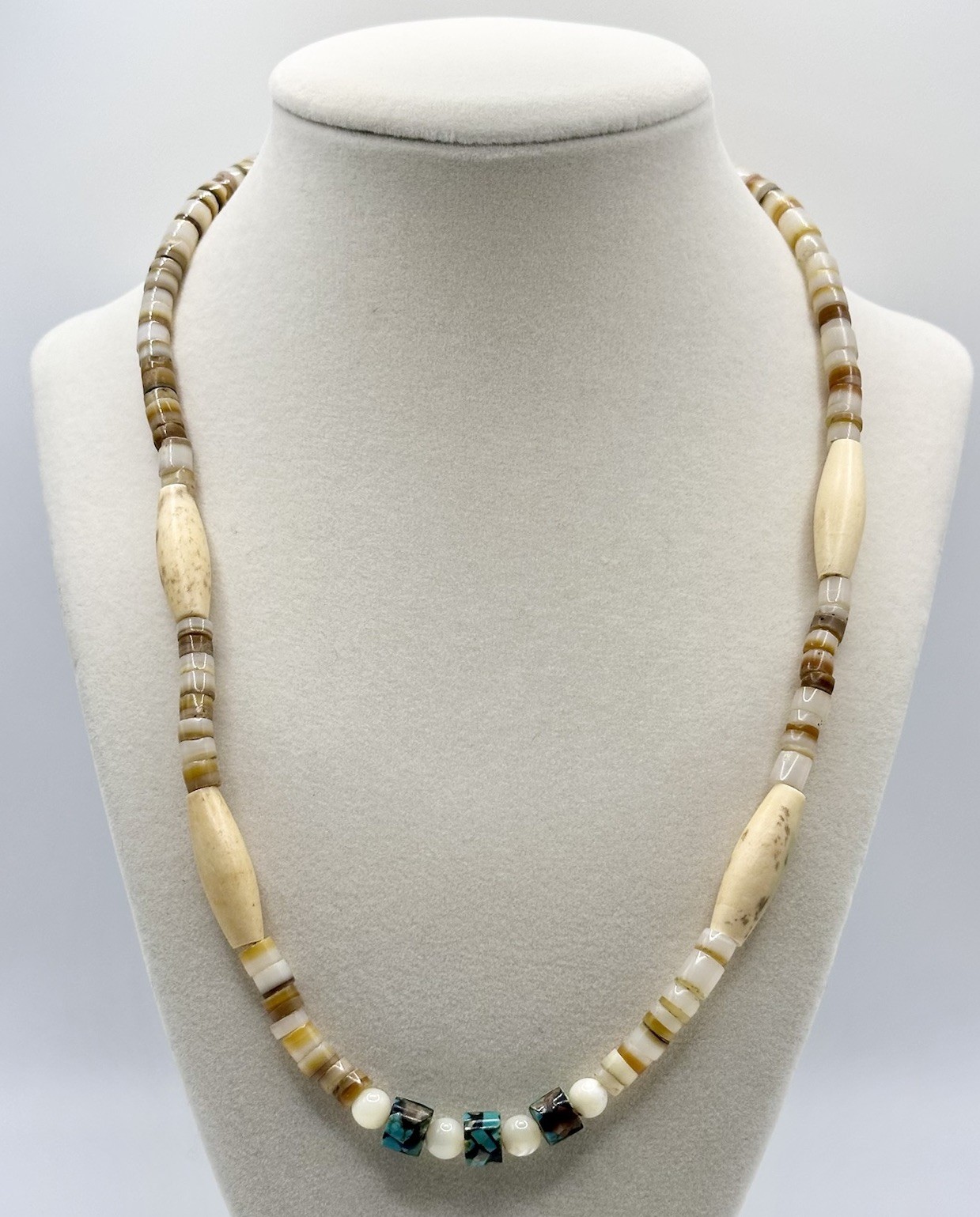 Vintage Heishi Shell Bead Necklace Mother Of Pearl Southwestern Boho Beach 20”